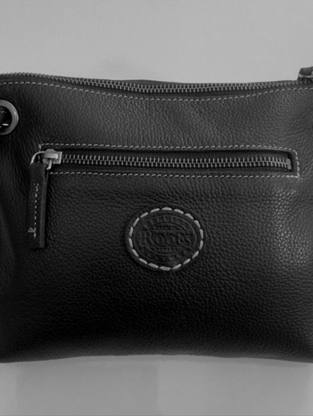 ROOTS Leather Crossbody Bag in Black -